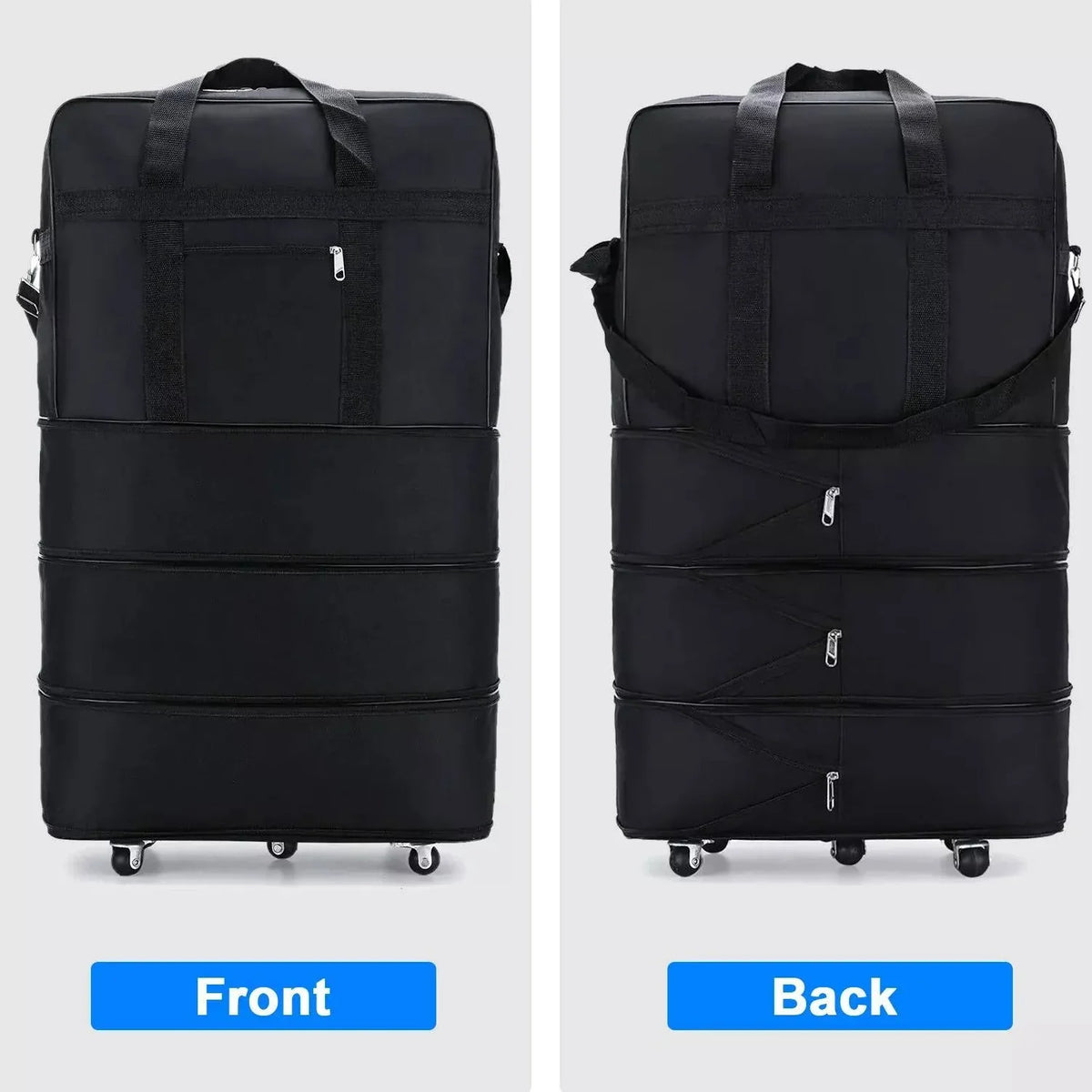 42 Inch Wheeled Duffle Bag with Five Rotating Wheels and Expandable Storage