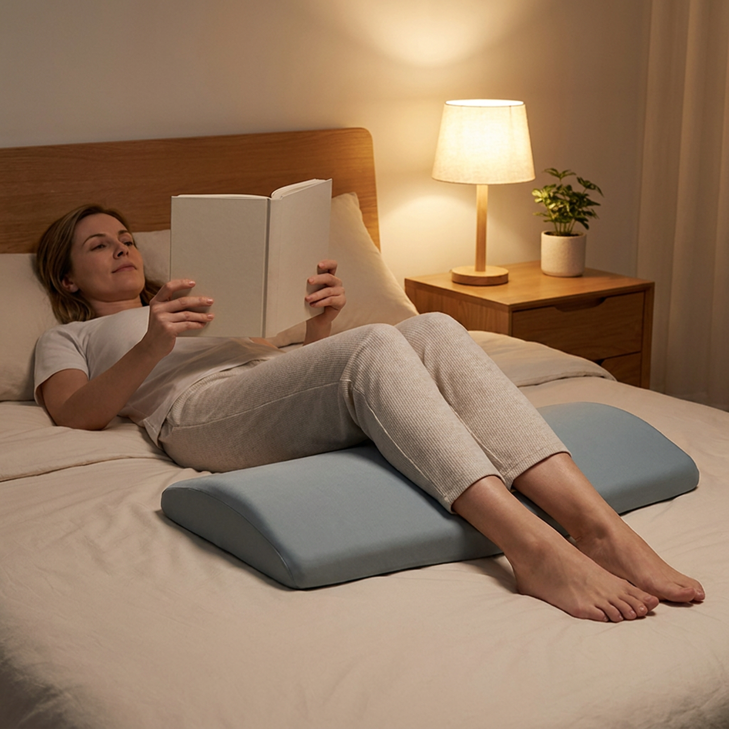 Memory Foam Lumbar Pillow with Tapered Edge and Soft Touch Cover, Full Width Support