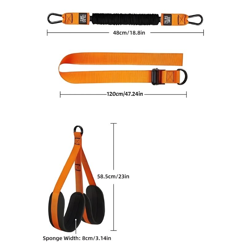 Pull Up Assist Band with Double Foot Holder and Steel Hooks
