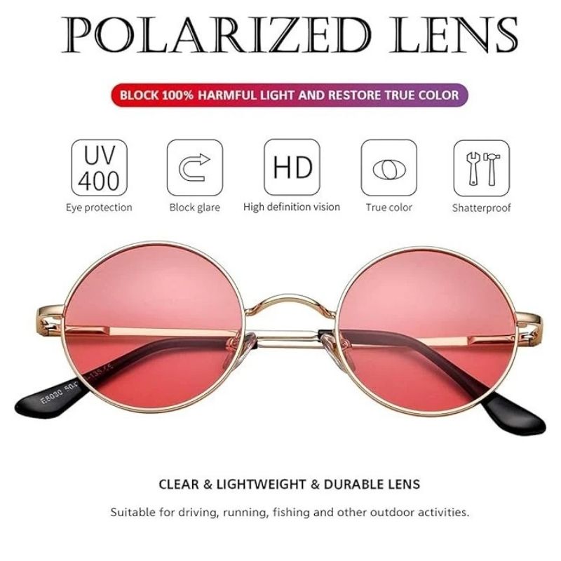 Round Polarized Sunglasses with UV Protection and Glare Reduction for Outdoor Activities