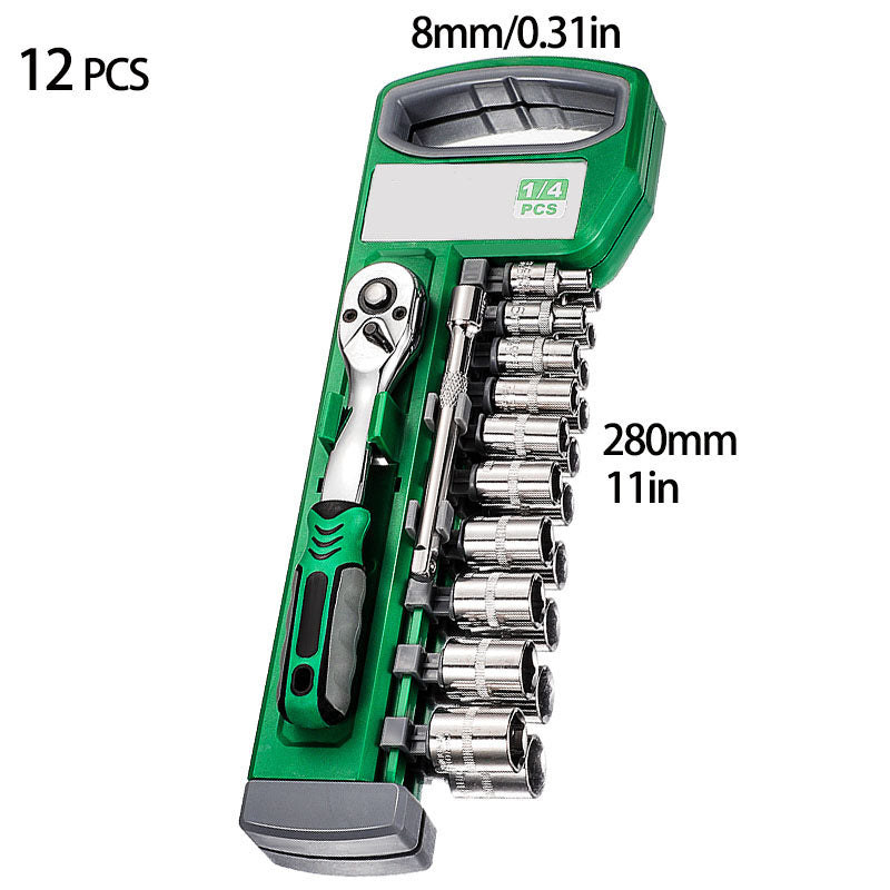 Socket Ratchet Set with 72 Tooth Head and Quick Release, 12 Piece Chrome Vanadium