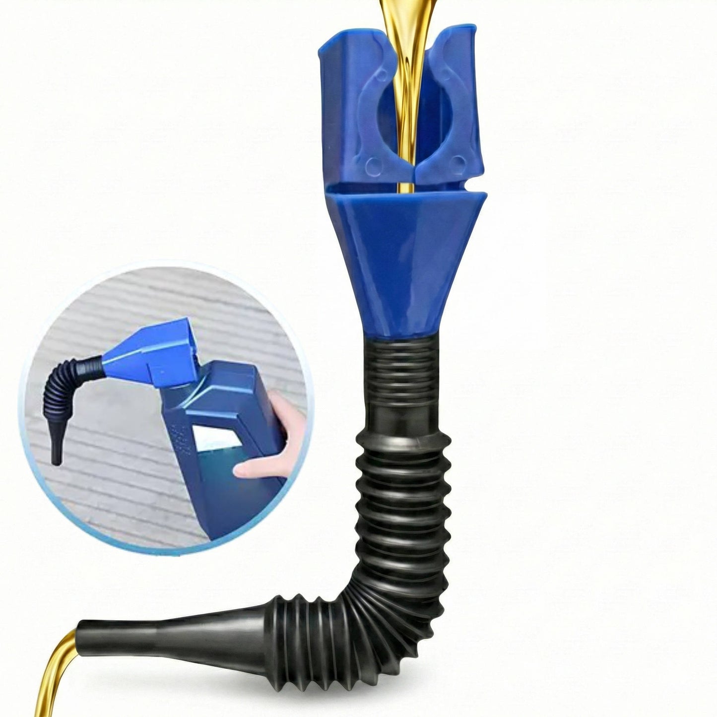 Hands Free Wide Mouth Oil Funnel, Spill Free Fuel Funnel with Flexible Extended Hose for Cars, Trucks & Motorcycles