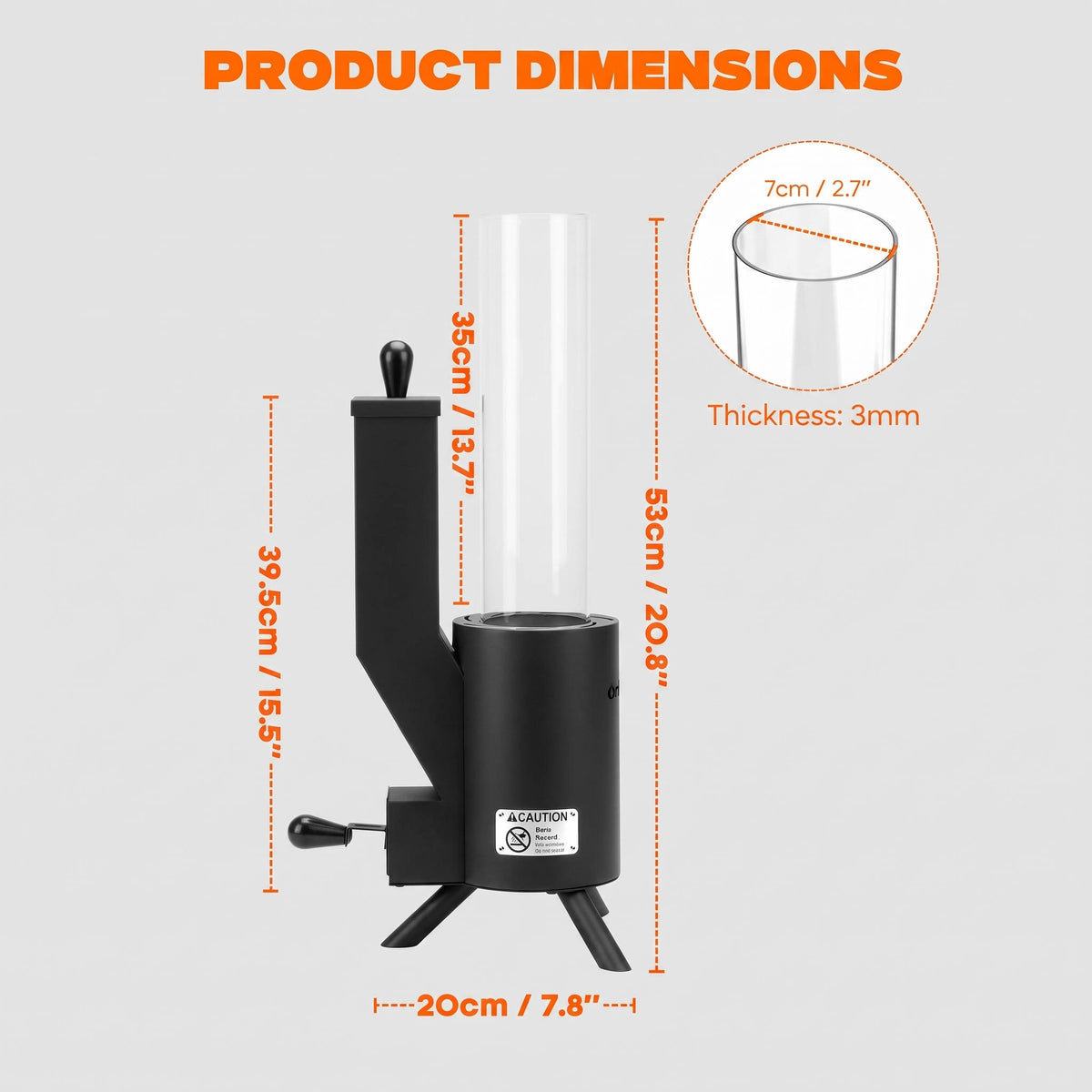 Tabletop Wood Pellet Heater, Glass Tube Portable Patio Heater, Modern Outdoor Heating for Tabletops