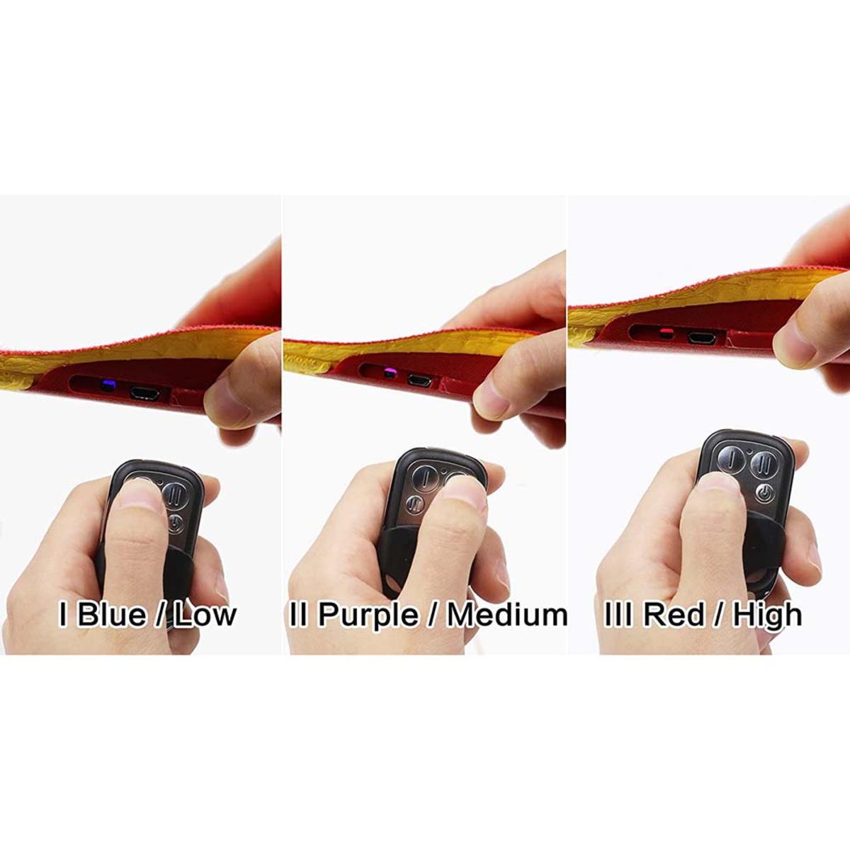 Rechargeable Heated Insoles with Wireless Remote and Contoured Arch Base for Winter Boots