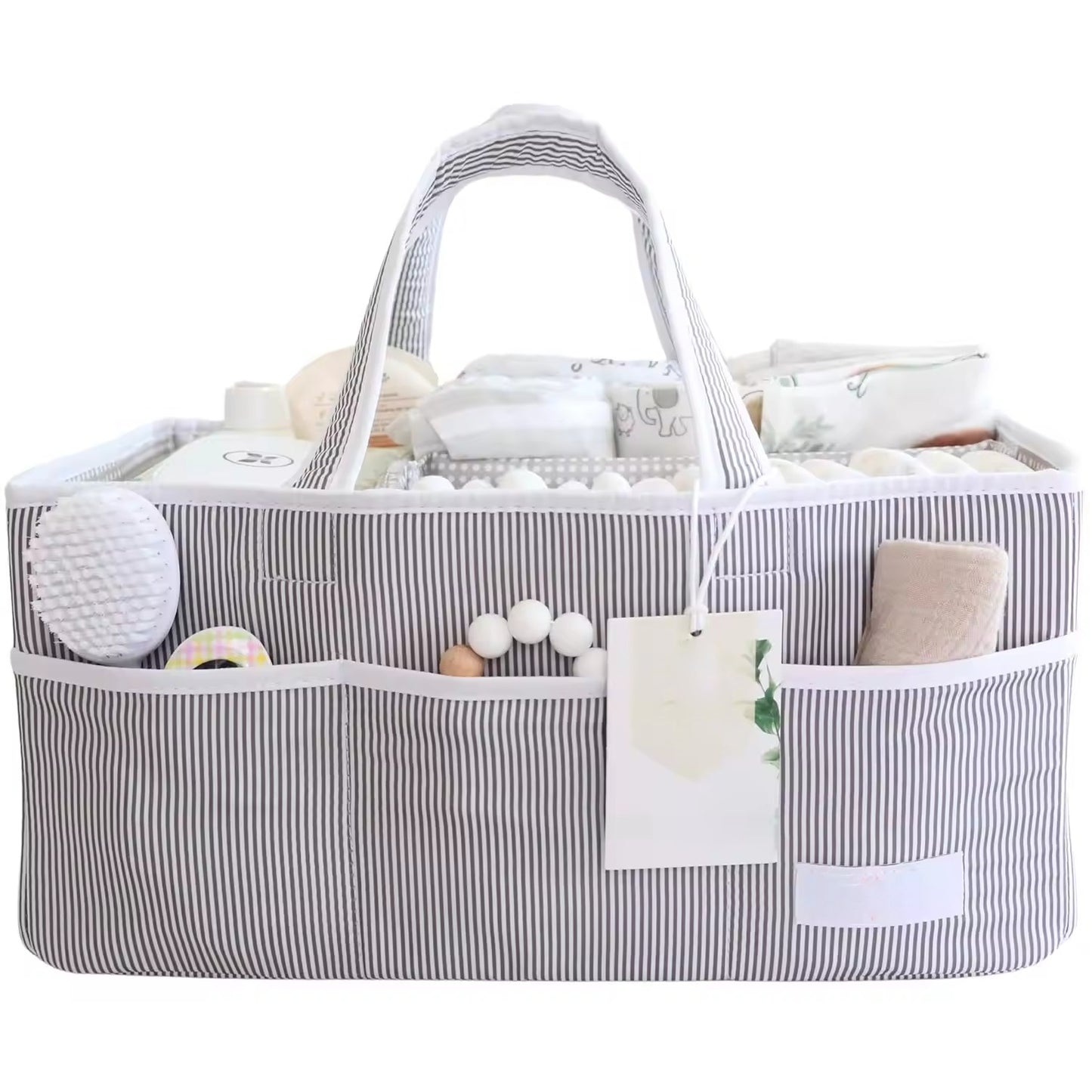 Large Baby Diaper Caddy Organizer Tote Bag, Nursery Storage Basket & Portable Car Caddy For Newborn