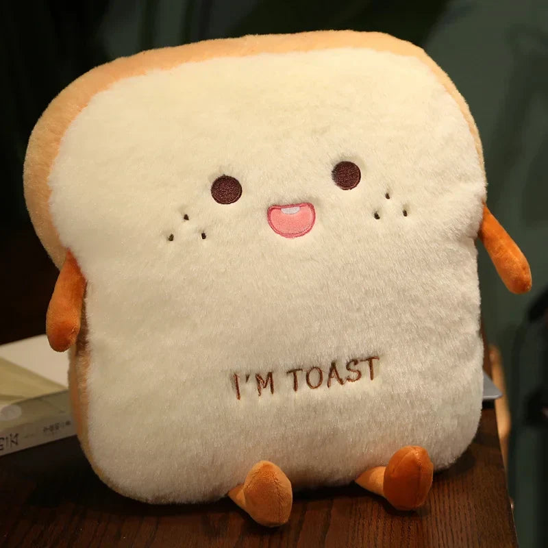 Toast Slice Hand Warmer Pillow with Built-In Pocket and Plush Fabric