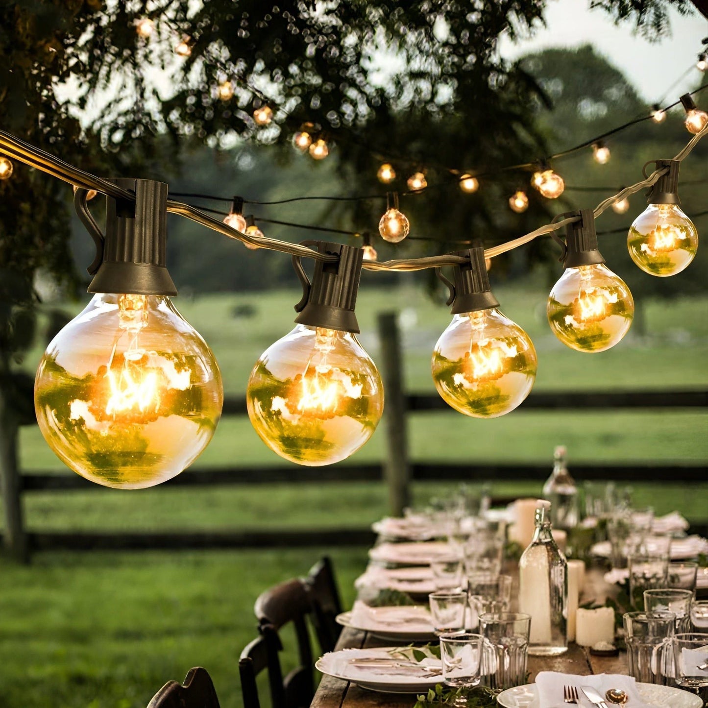 Warm White LED String Lights with Shatterproof Plastic Housing and Extendable Cord, 15m or 30m