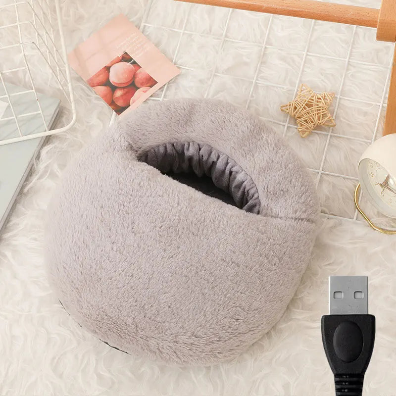 Electric Heated Foot Warmer with Plush Insulation and Washable Cover for Desk and Couch