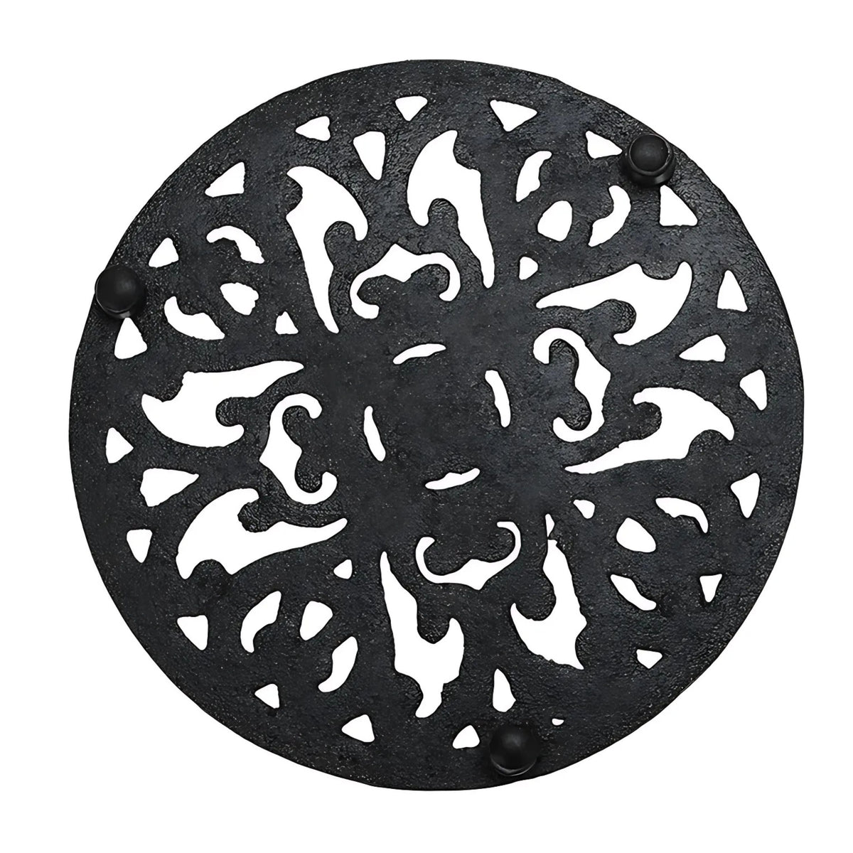 Round Cast Iron Trivet with Vintage Pattern for Hot Cookware, 6.7 Inch