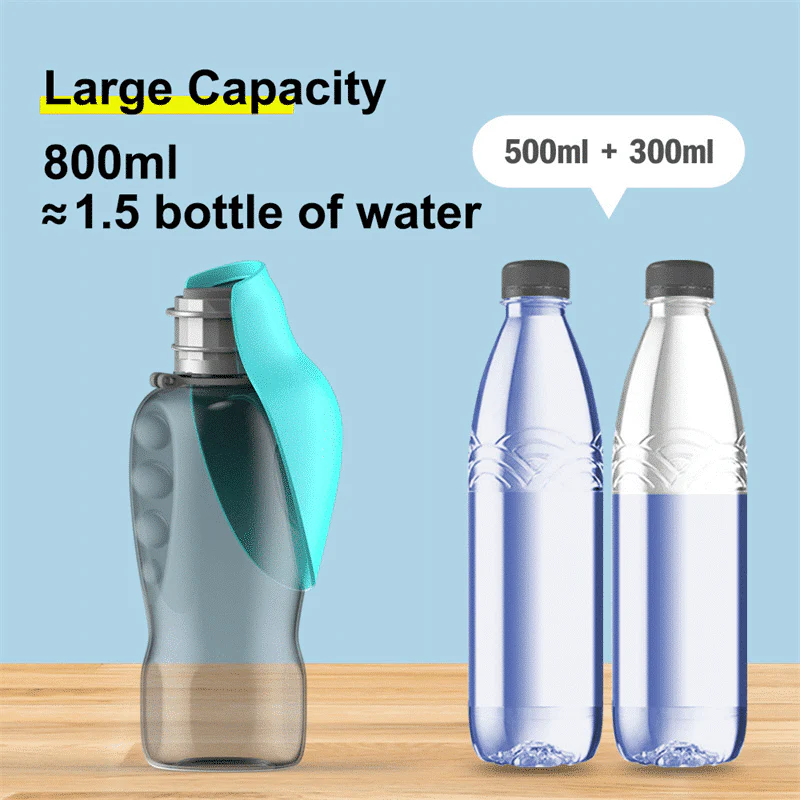 Travel Dog Water Bottle with Foldable Bowl, 27oz