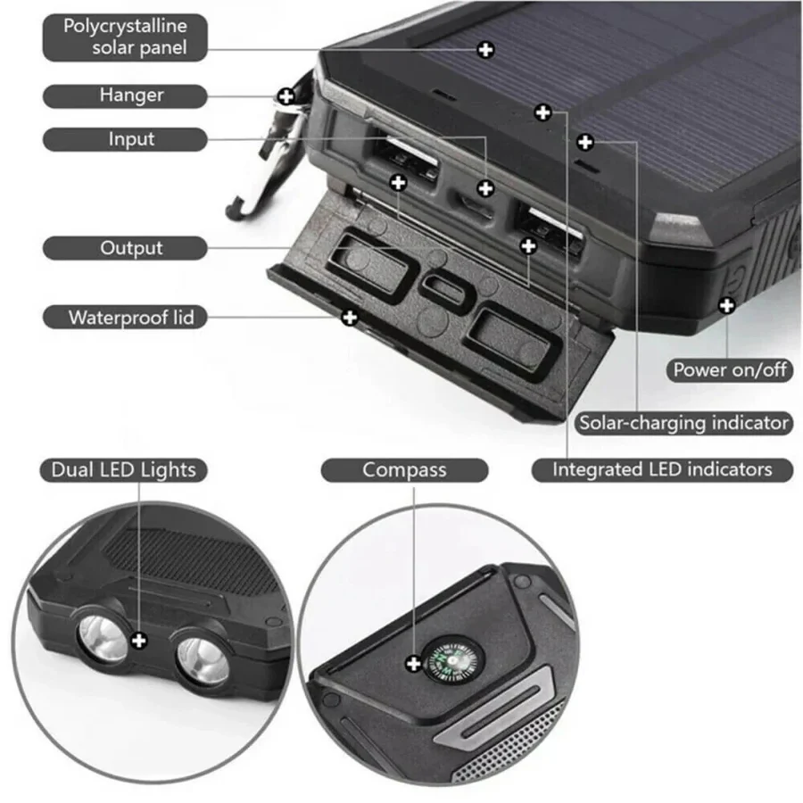 Solar Charger Waterproof Power Bank