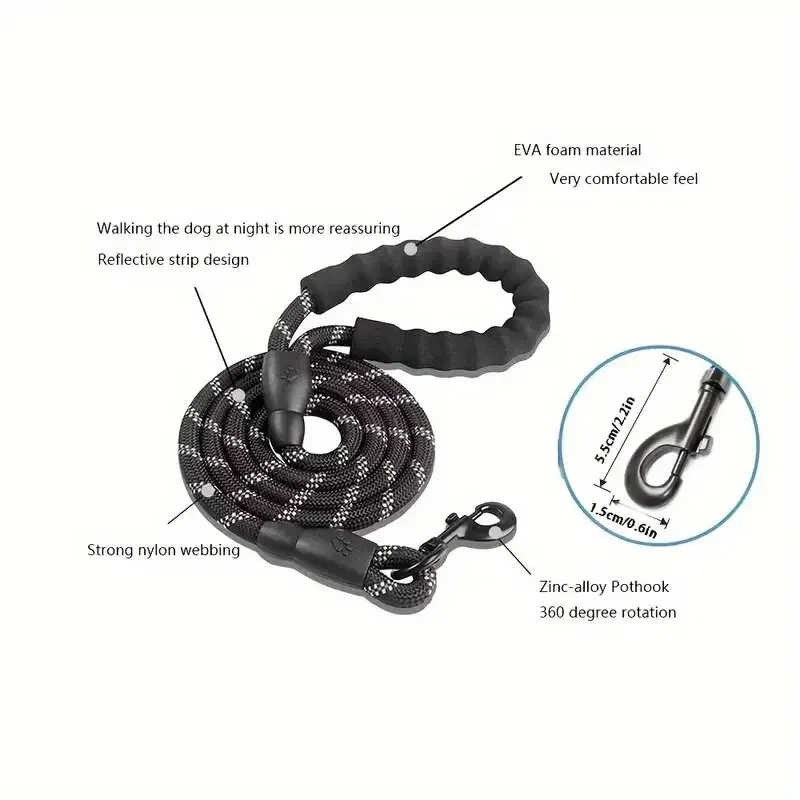 Reflective Dog Leash with Comfortable Padded Handle
