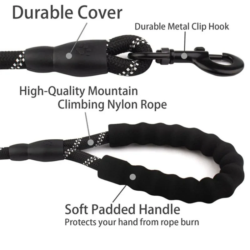 Reflective Dog Leash with Comfortable Padded Handle
