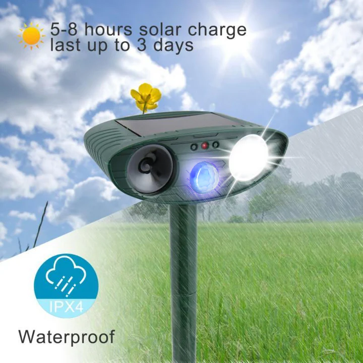 Solar Powered Ultrasonic Deer Repeller, Pack Of 4