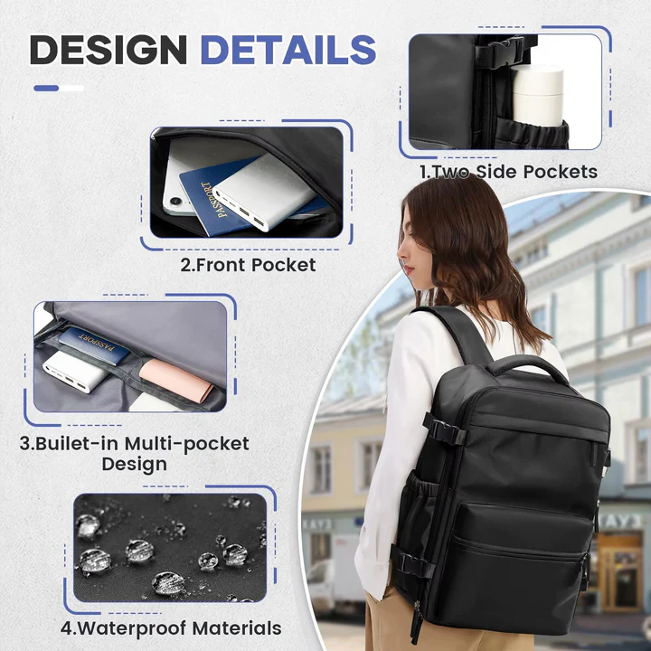 Water-Resistant Travel Backpack for 15.6in Devices
