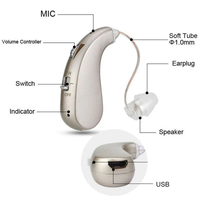 USB Rechargeable Bluetooth Hearing Aid