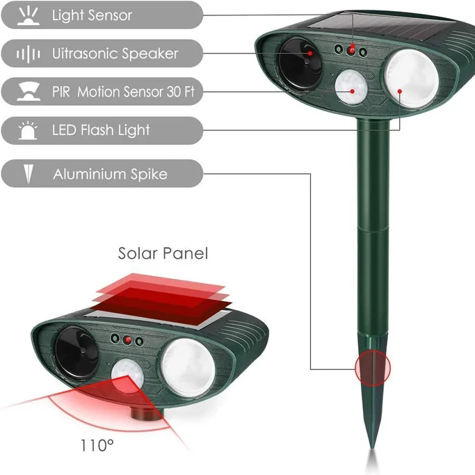 Solar Powered Ultrasonic Chipmunk Repeller