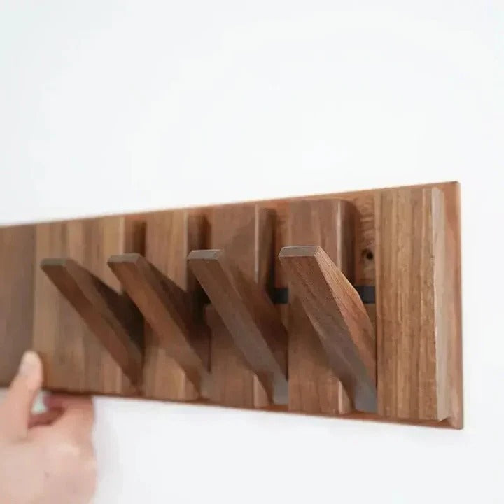 Wooden Wall-Mounted Coat Rack and Coat Hook