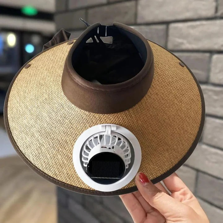 Wide Brim Sun Hat with Solar Powered Fan