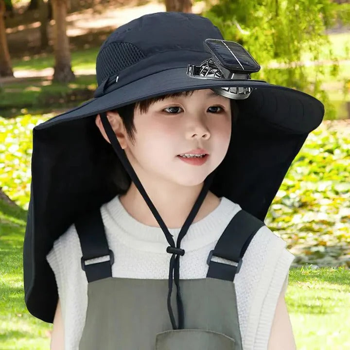Adjustable Kids Solar Fan Hat