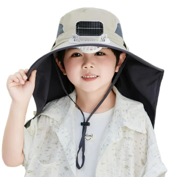 Adjustable Kids Solar Fan Hat