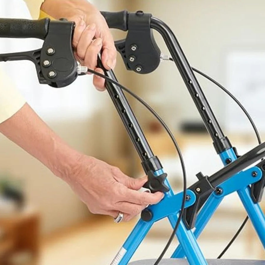 Folding Lightweight Steel Rollator with Seat