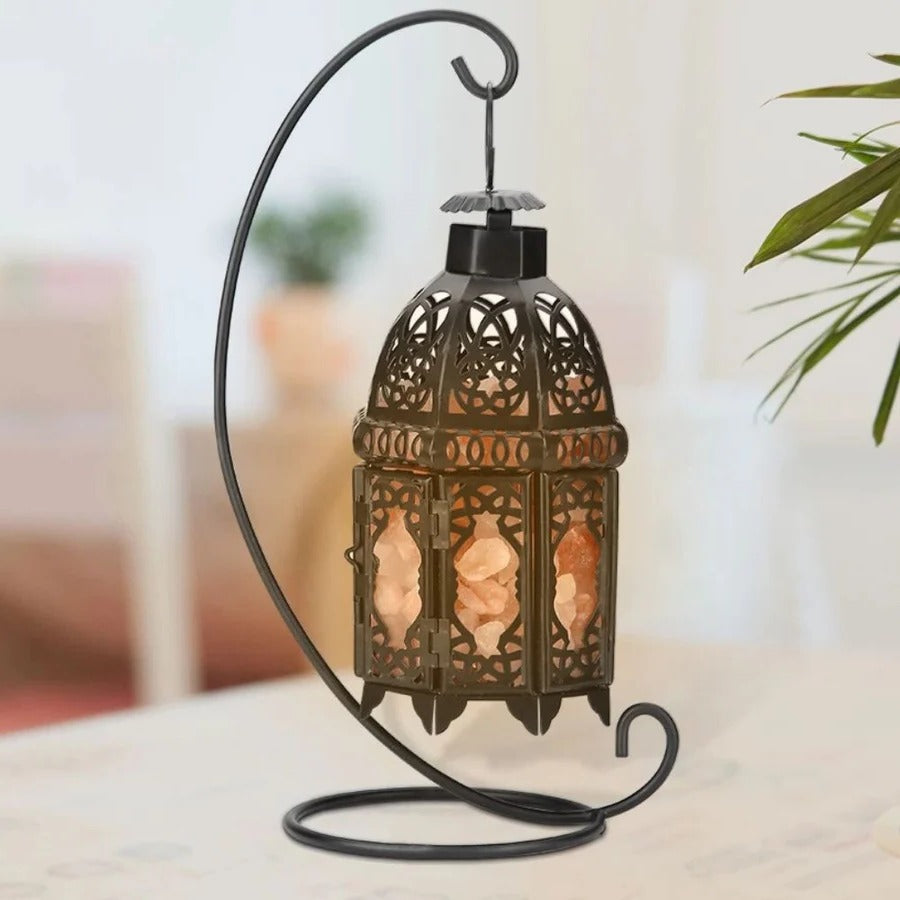 Vintage Iron Salt Rock Tabletop Lamp