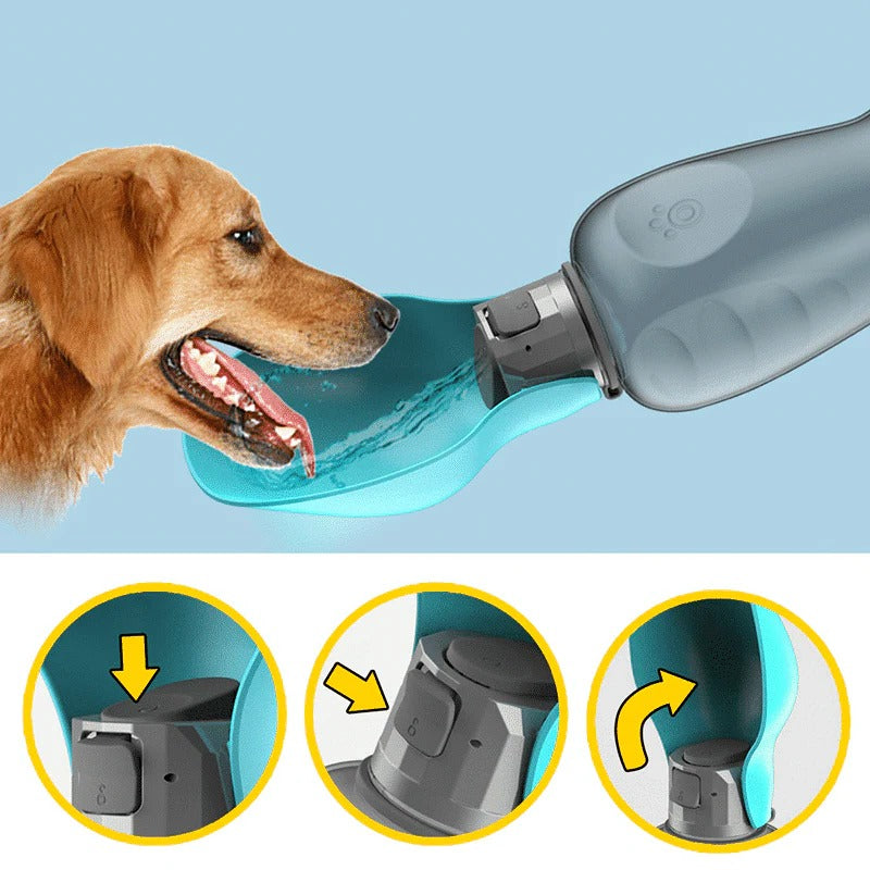 Travel Dog Water Bottle with Foldable Bowl, 27oz