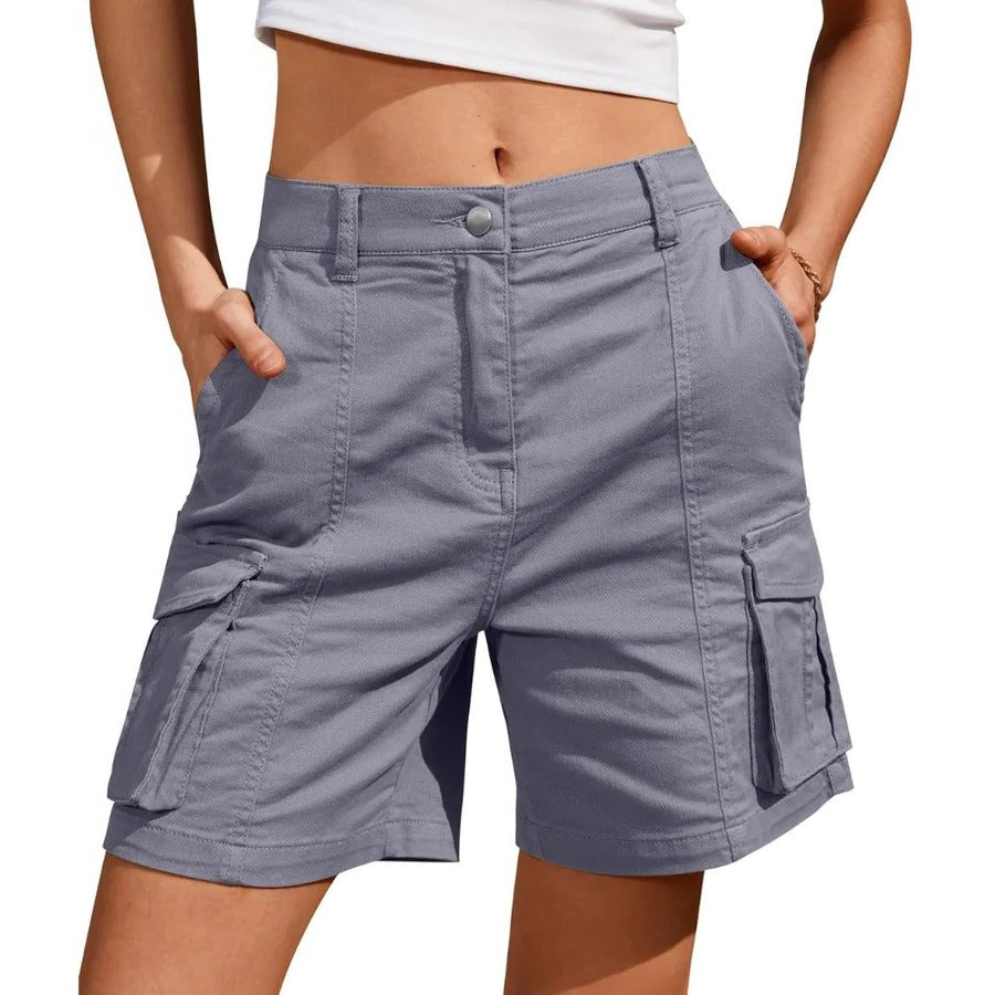 Womens Low Waist Long Work Cargo Shorts