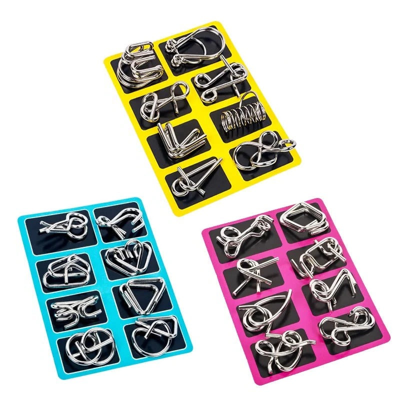 8 Piece Metal Puzzle Ring Set Brain Teaser Toys