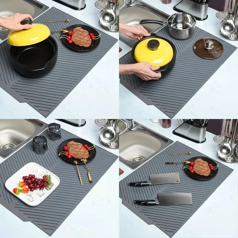 Silicone Dish Drying Mat with Drain Design
