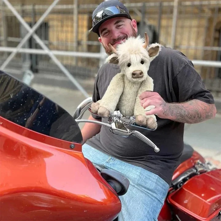 Handcrafted Highland Cow Plush with Floral Headpiece