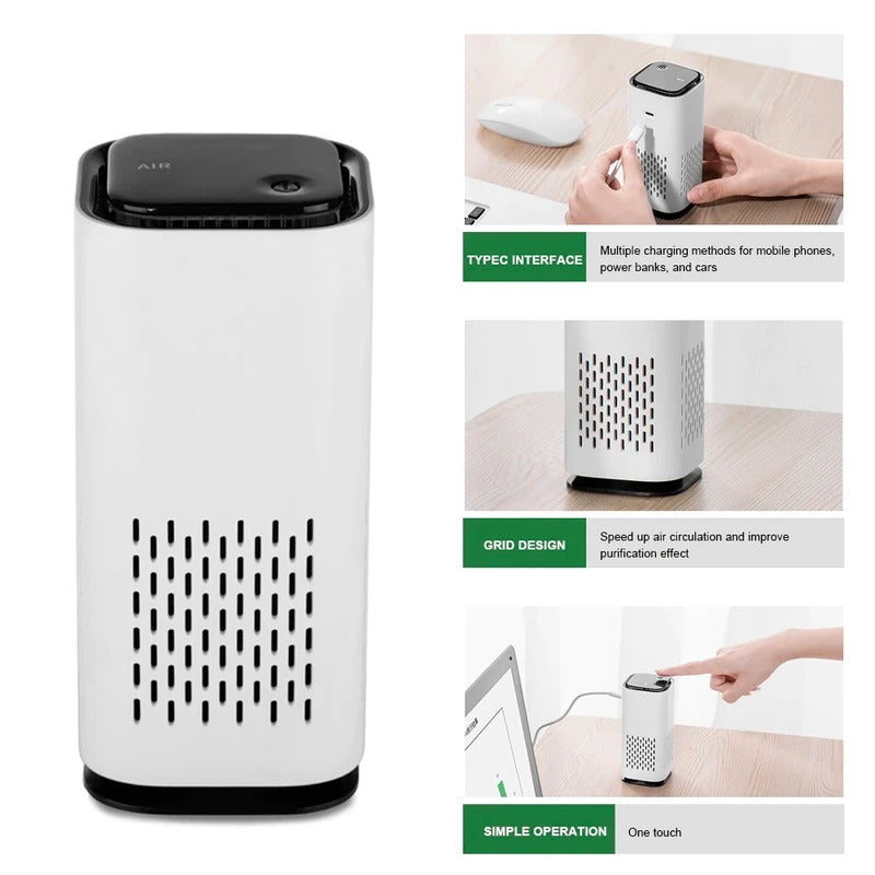 Portable Air Purifier with Circular Intake and Odor Neutralizer for Pets