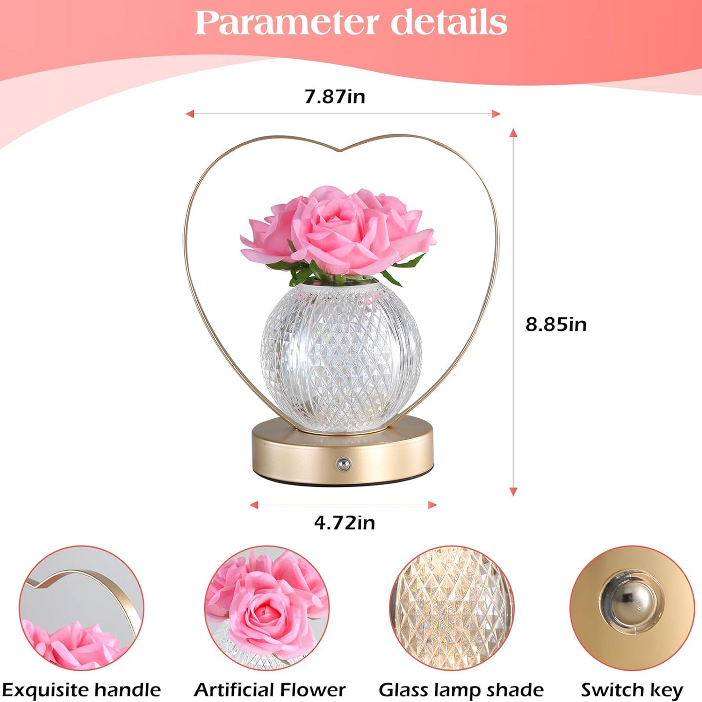 AMWGIMI Sunflowers Flower Lamp,Rechargeable Cordless Touch Table Lamp,3-Colour Infinitely Dimming Small Night Light,Festival Restaurant Bedroom Bar Coffee Shop Birthday Gifts for Women Mom allveramart