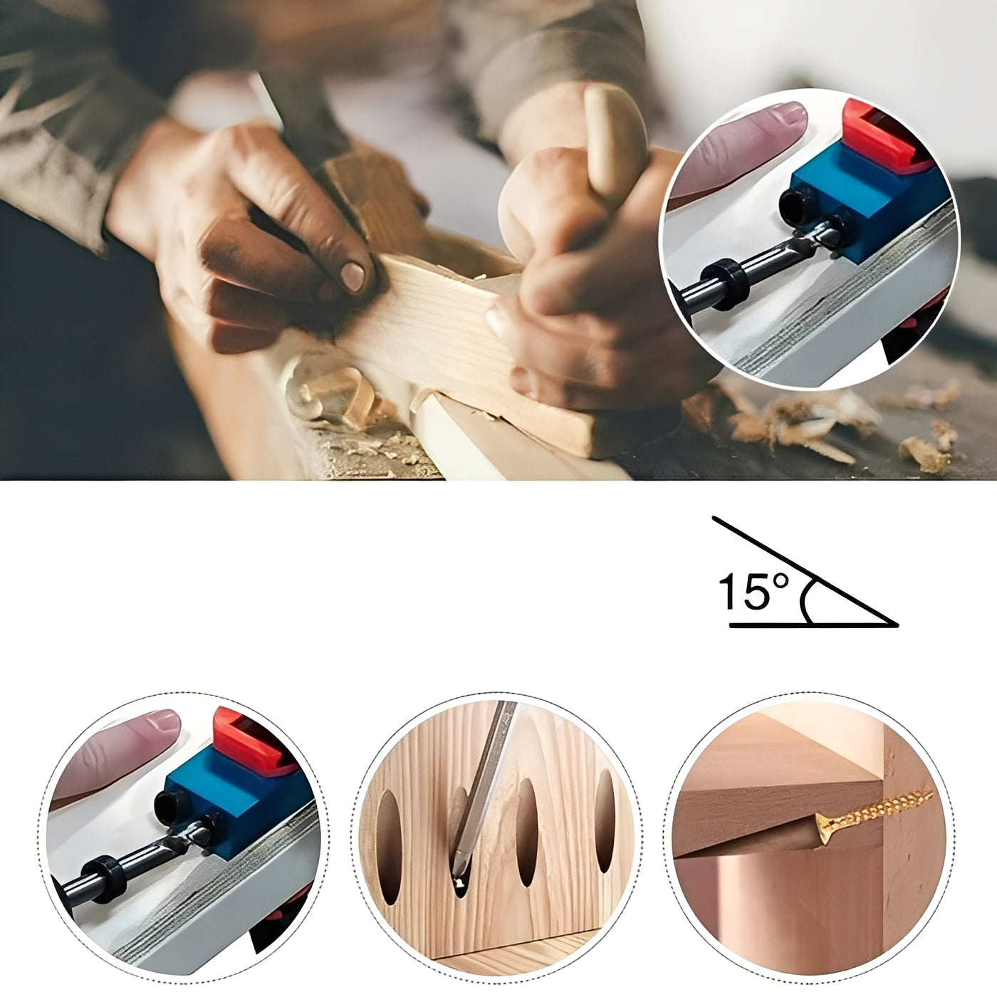 Woodworking Drill Guide, Adjustable Angle Guide for Handheld Power Drills
