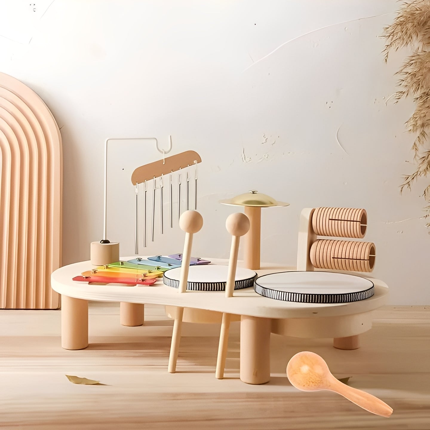 Wooden Drum Kit Montessori Style for Child Development