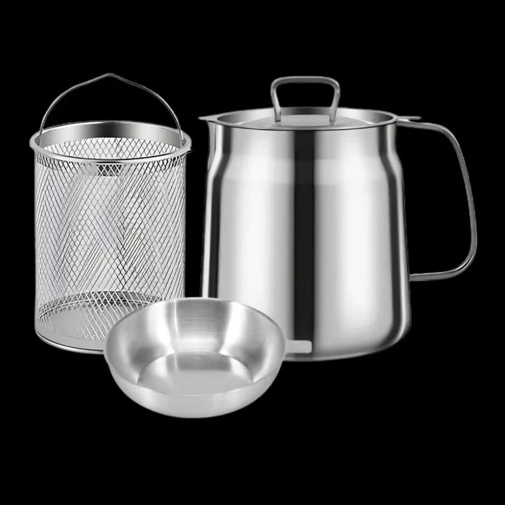 2 in 1 Deep Fryer Pot with Strainer for Home Cooking