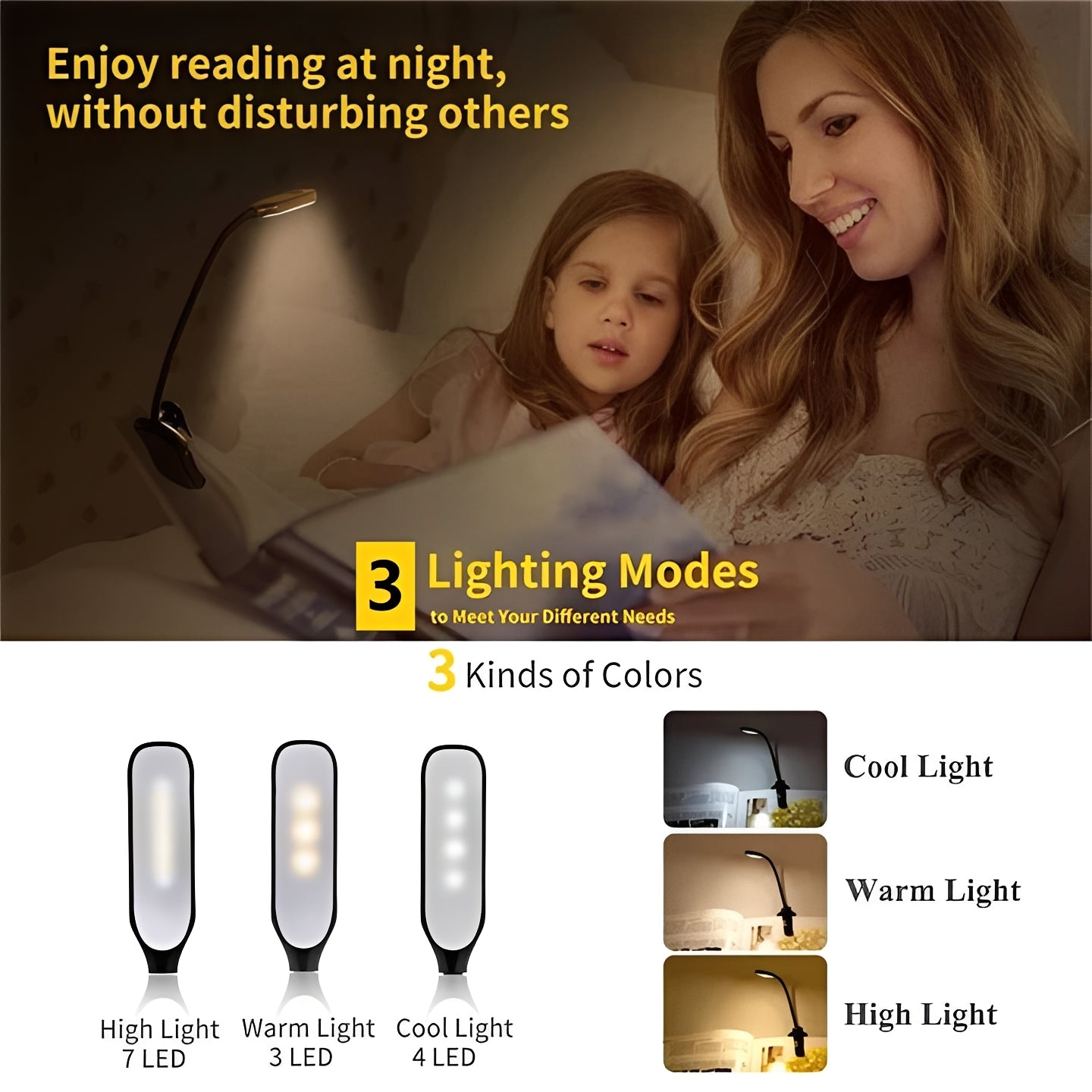 LED Reading Lamp Book Clamp for Eye Protection
