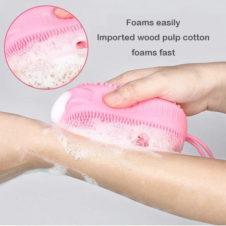 Silicone Bath Scrubber with Soap Dispenser for Exfoliation