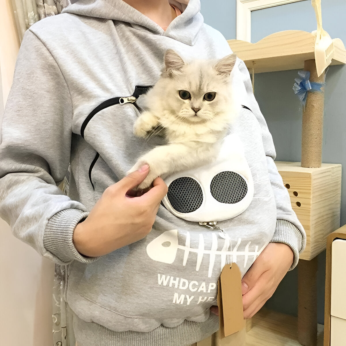 Fleece Sweatshirt with Cuddle Pouch for Cat and Small Pet Lovers