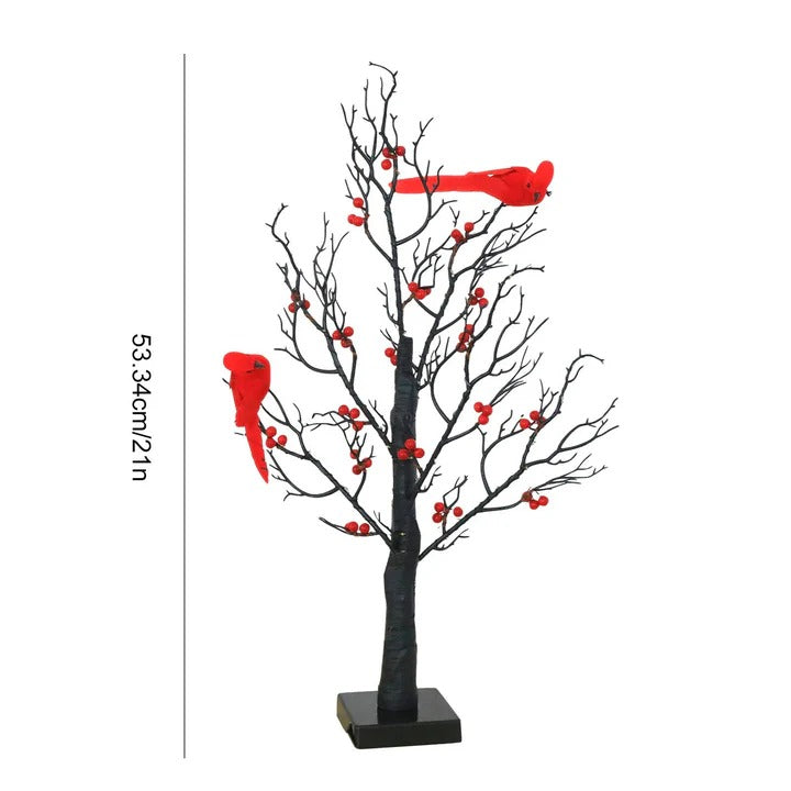 Warm White Glowing Tree and Festive Desktop Decor