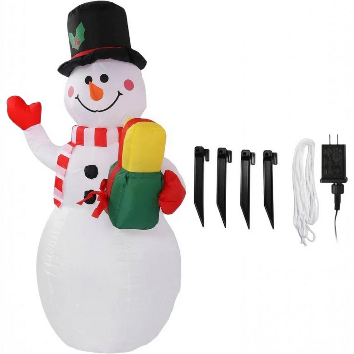 5ft Inflatable Snowman Outdoor Decoration, Rotating LED Lights, Christmas Blow Up Yard Decor, Weatherproof