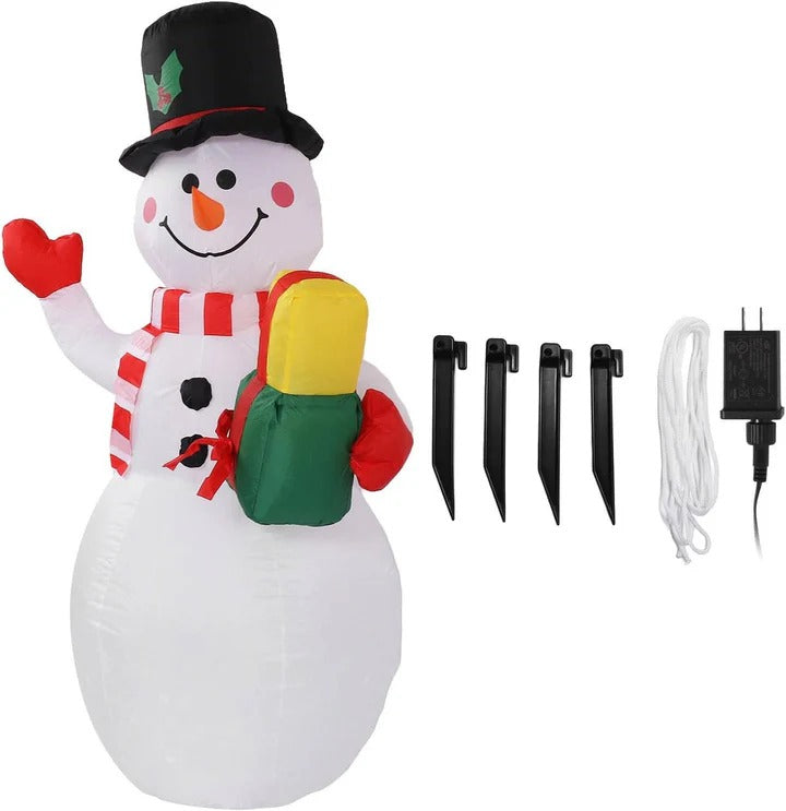 5ft Inflatable Snowman Outdoor Decoration, Rotating LED Lights, Christmas Blow Up Yard Decor, Weatherproof