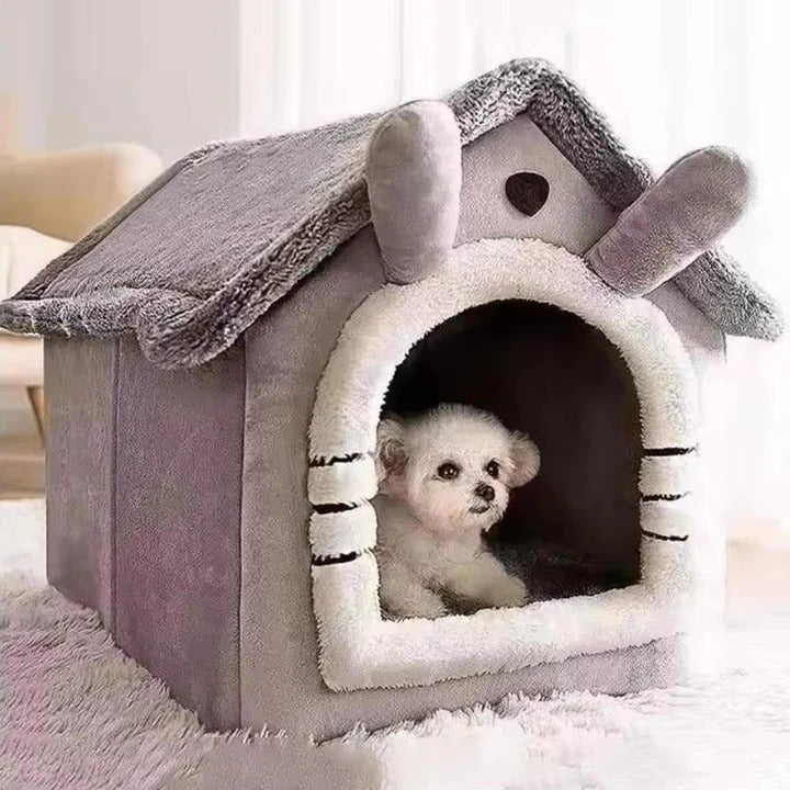 Indoor Cat House with Plush Cushion