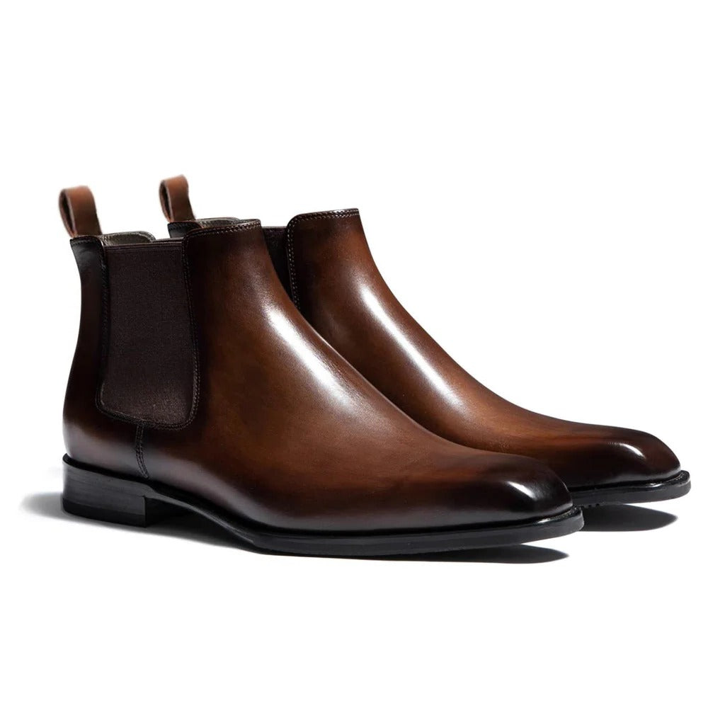 Men's Chelsea Boots with Elastic Panels and Almond Toe
