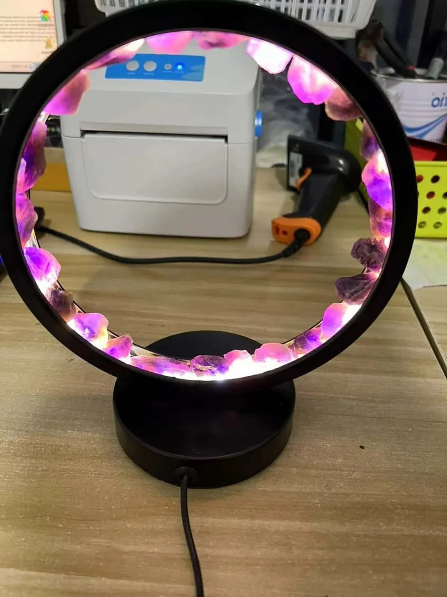 Healing Stone Night Lamp with Crystal Column Design