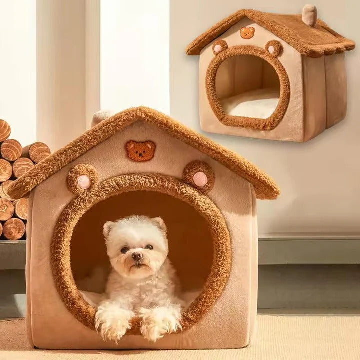 Indoor Cat House with Plush Cushion