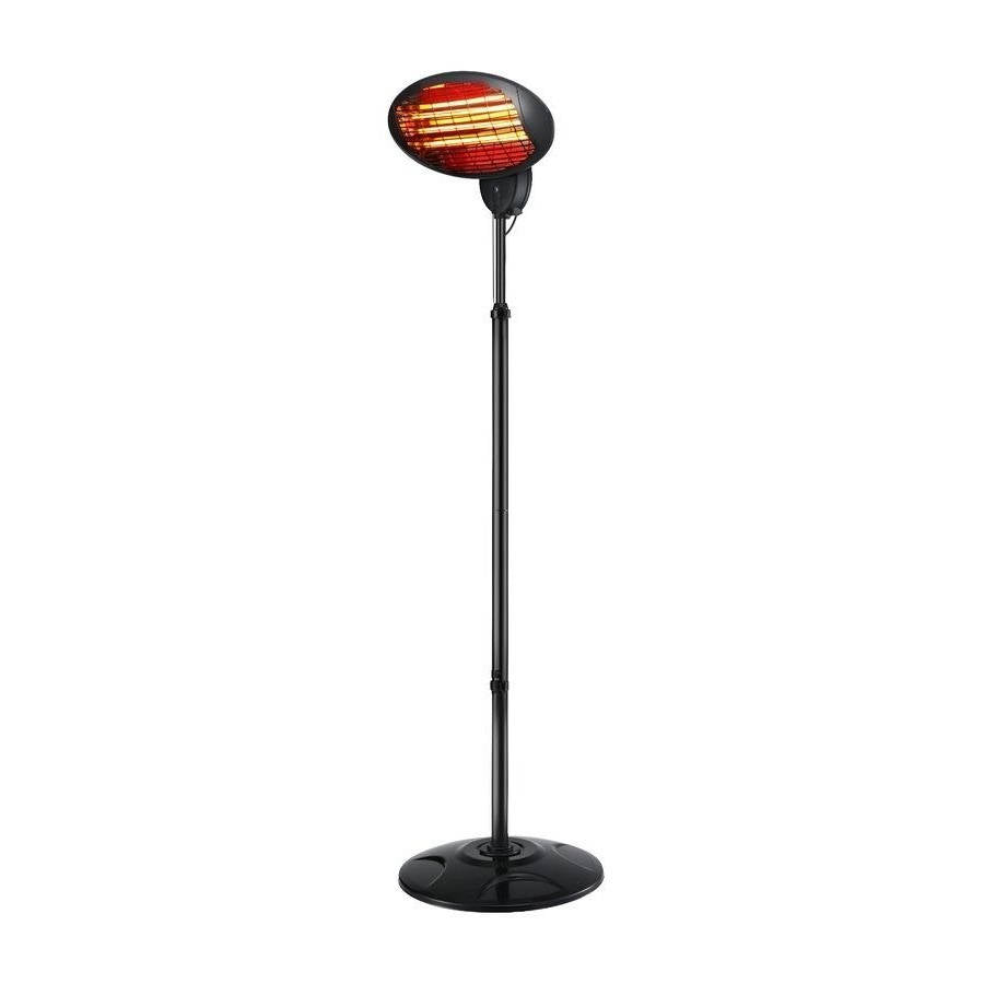 2000W Black Outdoor Patio Heater, Electric Freestanding Heater, 3 Heat Settings, Adjustable Height 1.3x2.0M