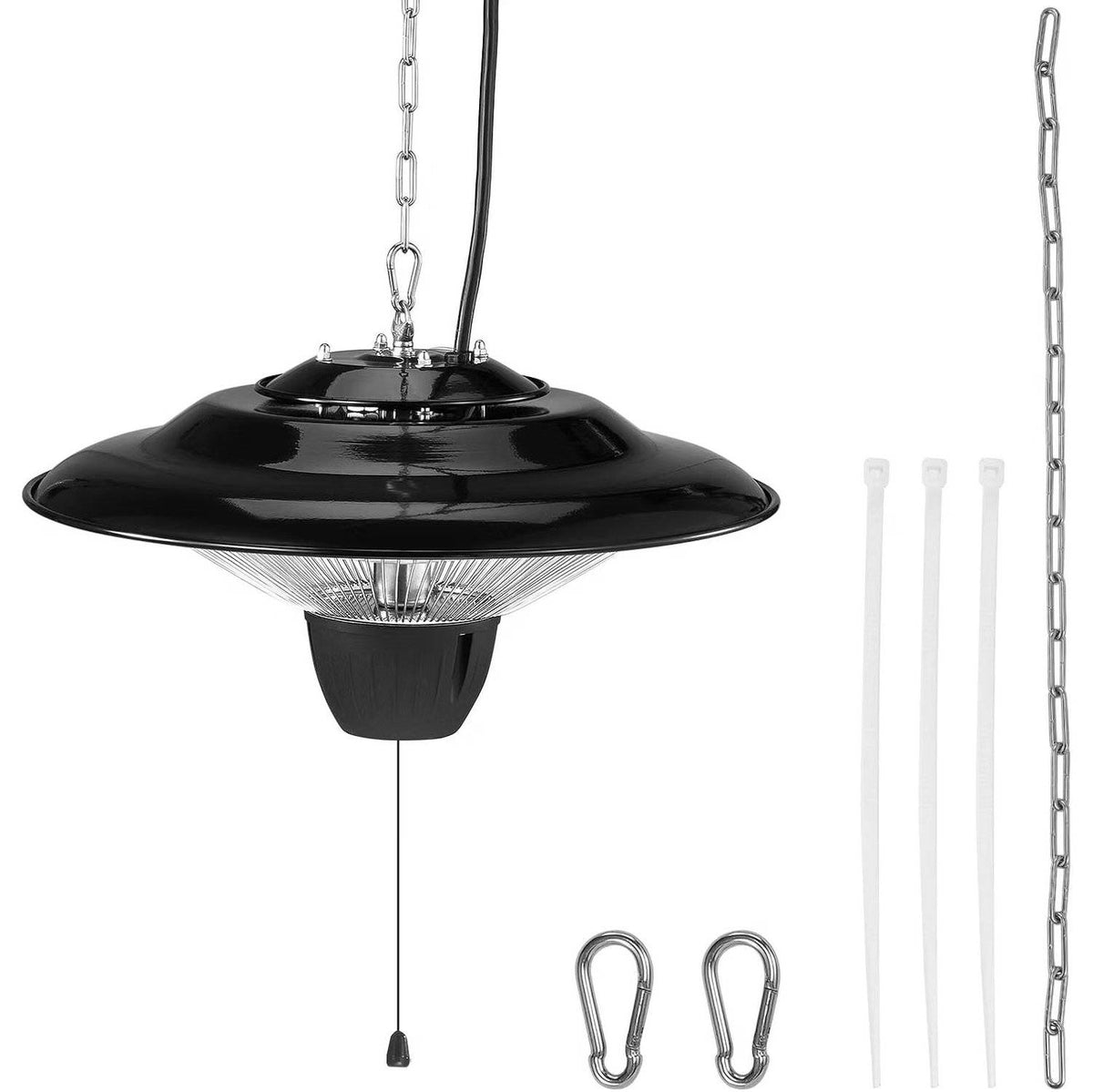 Hanging Patio Heater, 1500W Electric Infrared Heater, IP34 Protection, Adjustable Chain & Pull Cord for Indoor & Outdoor Use