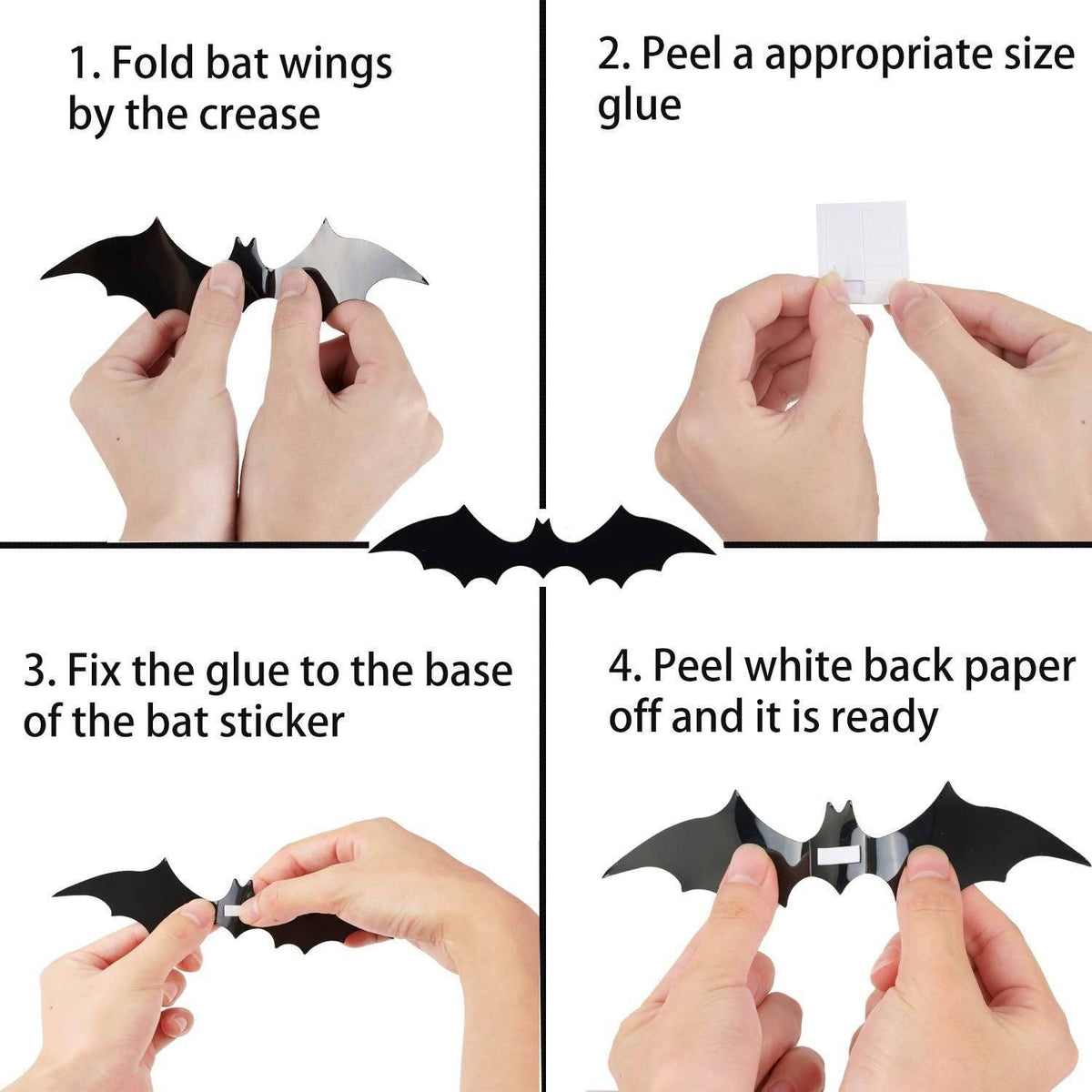 140 PCS Halloween Bat Decorations, Realistic 3D Black PVC Bat Stickers for Wall, Window, Bathroom and Indoor Party Decor